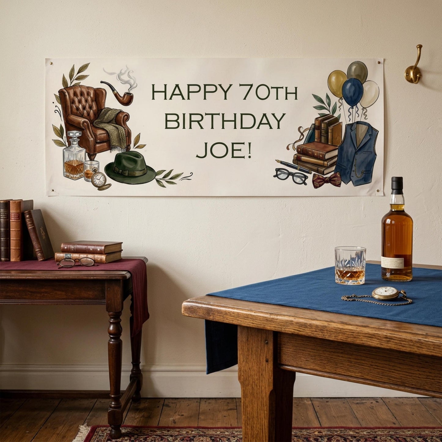 Personalised Gentleman Birthday Banner for Him, Men Milestone Party Poster