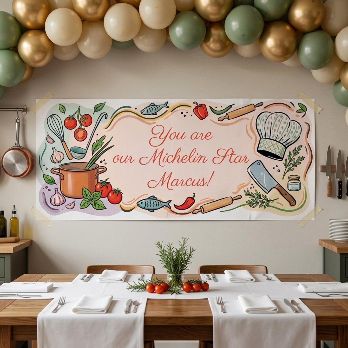 Personalised Chef Birthday Banner - Culinary Graduation Party Decor for Cooking Lovers