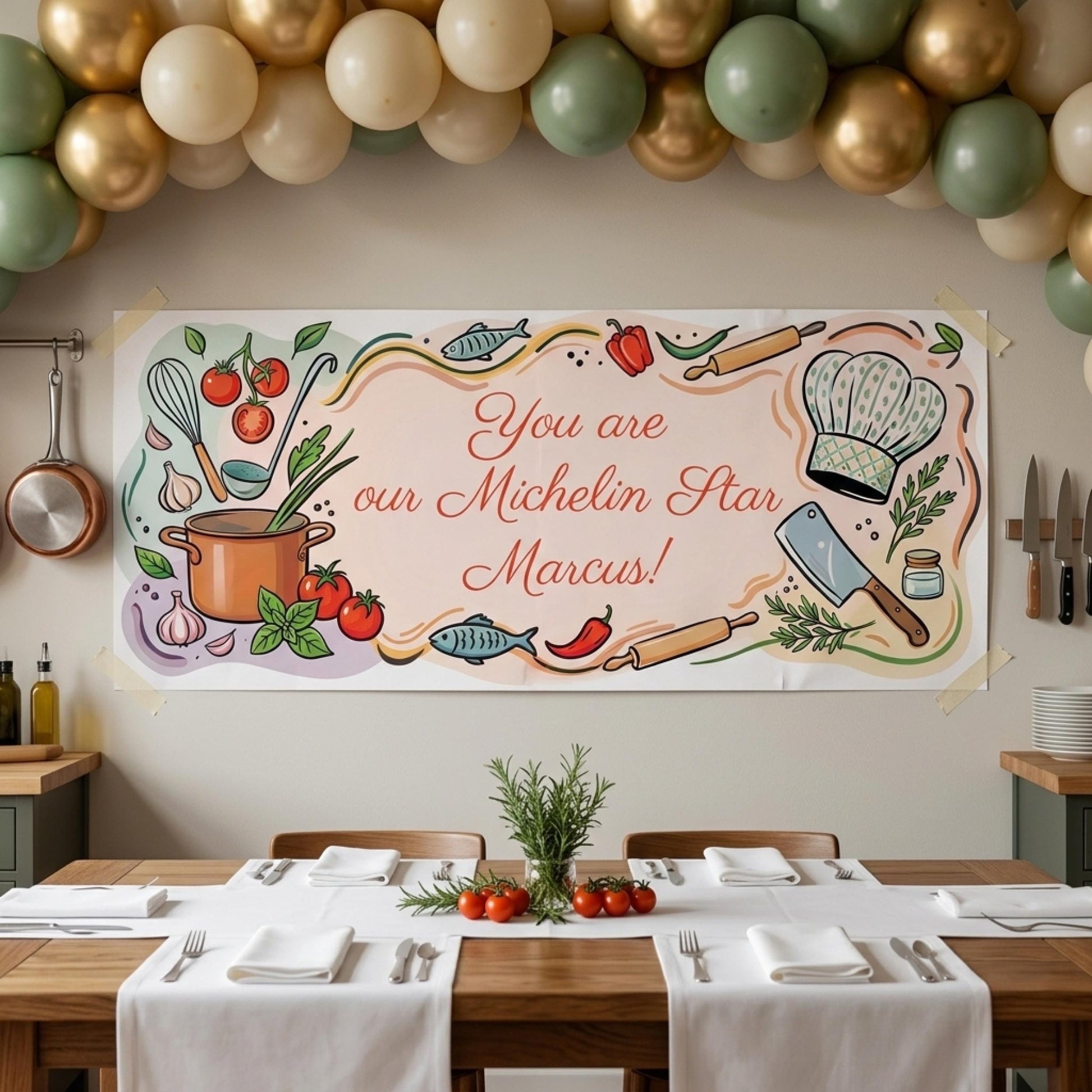 Personalised Chef Birthday Banner - Culinary Graduation Party Decor for Cooking Lovers