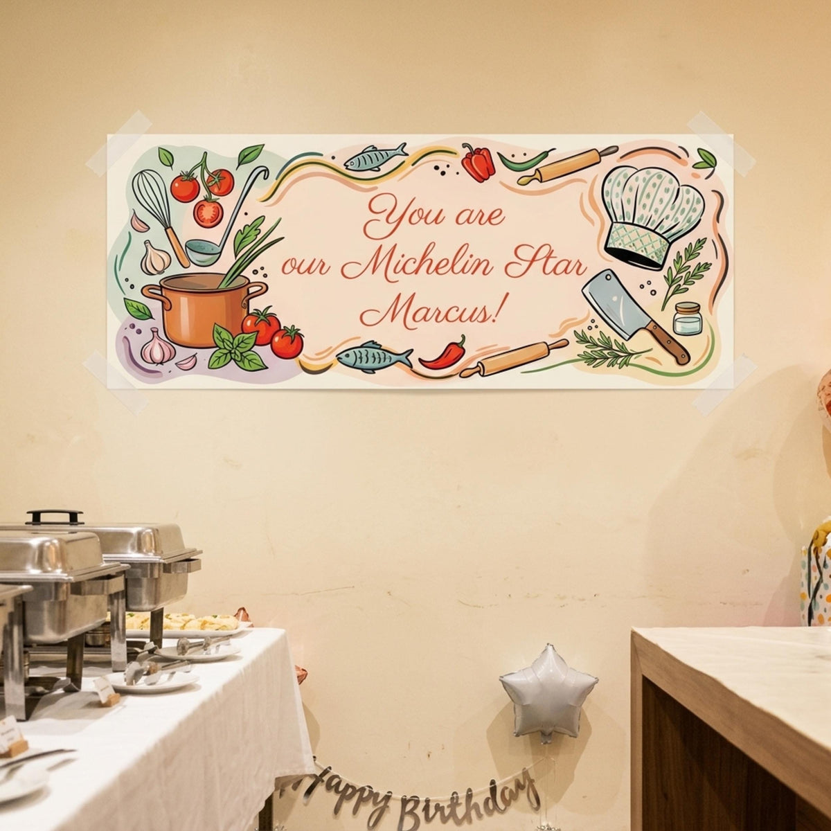 Personalised Chef Birthday Banner - Culinary Graduation Party Decor for Cooking Lovers
