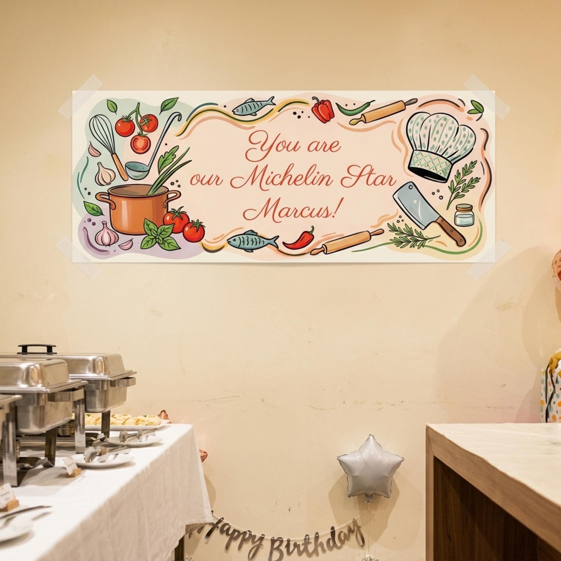 Personalised Chef Birthday Banner - Culinary Graduation Party Decor for Cooking Lovers