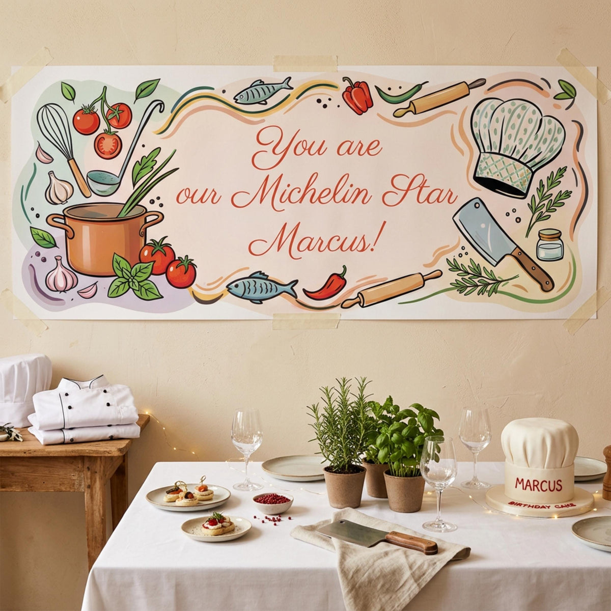 Personalised Chef Birthday Banner - Culinary Graduation Party Decor for Cooking Lovers