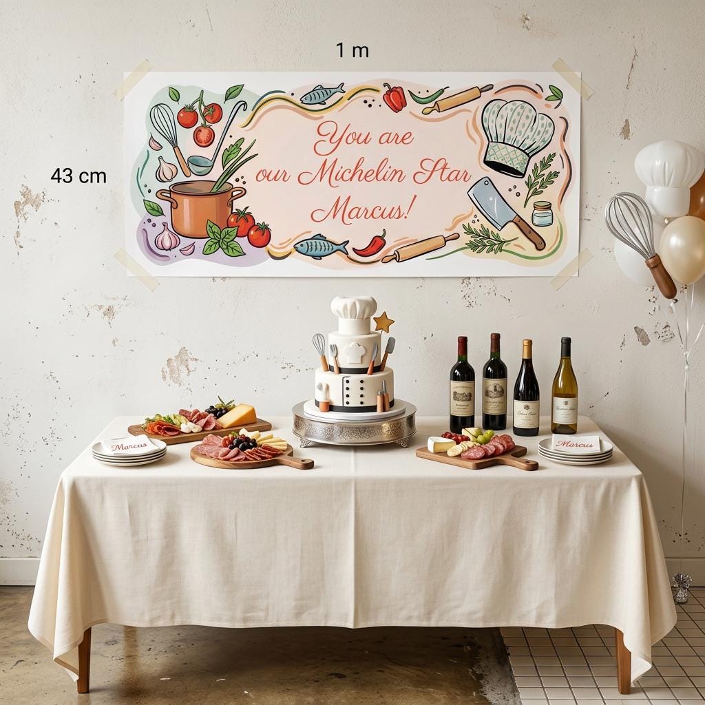 Personalised Chef Birthday Banner - Culinary Graduation Party Decor for Cooking Lovers