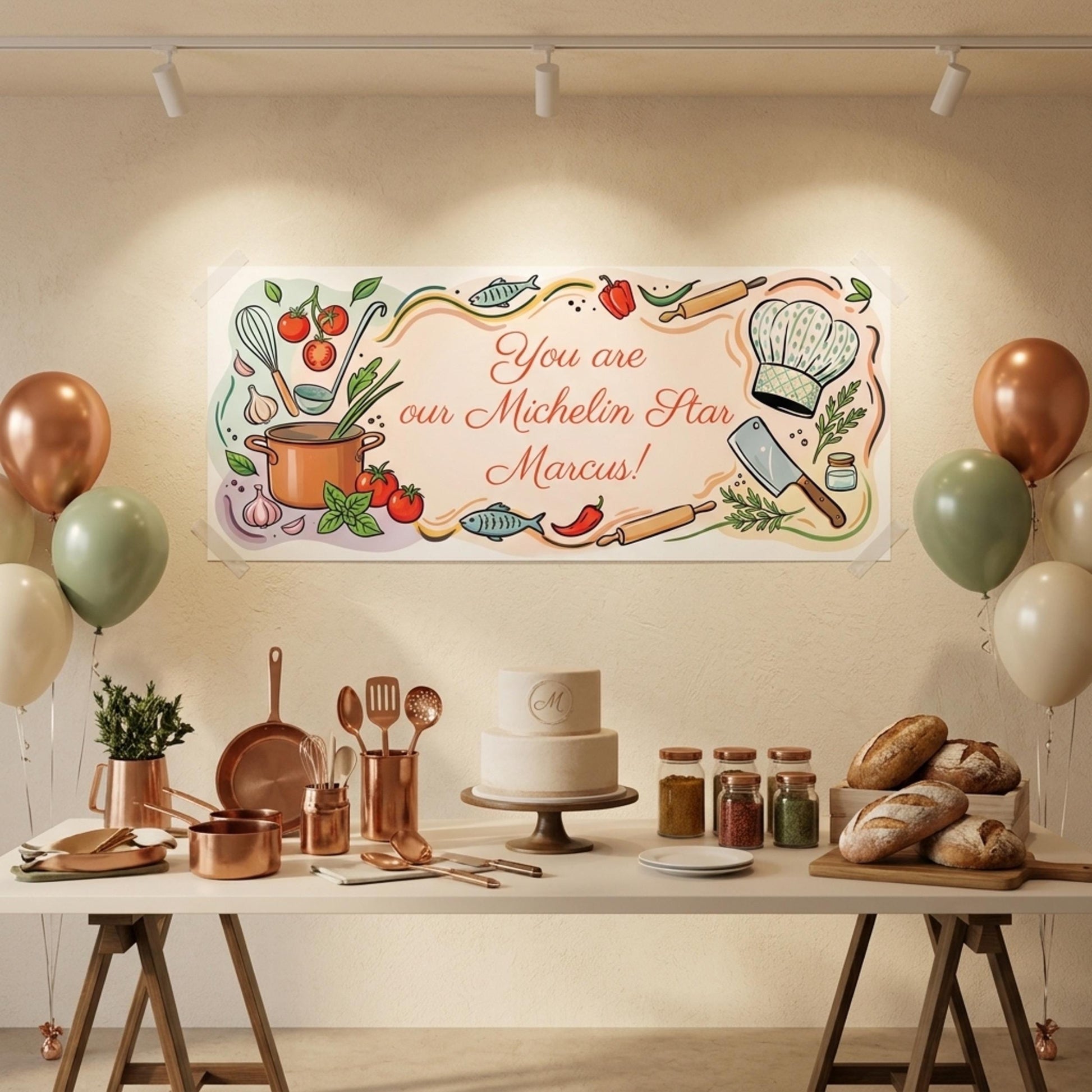 Personalised Chef Birthday Banner - Culinary Graduation Party Decor for Cooking Lovers