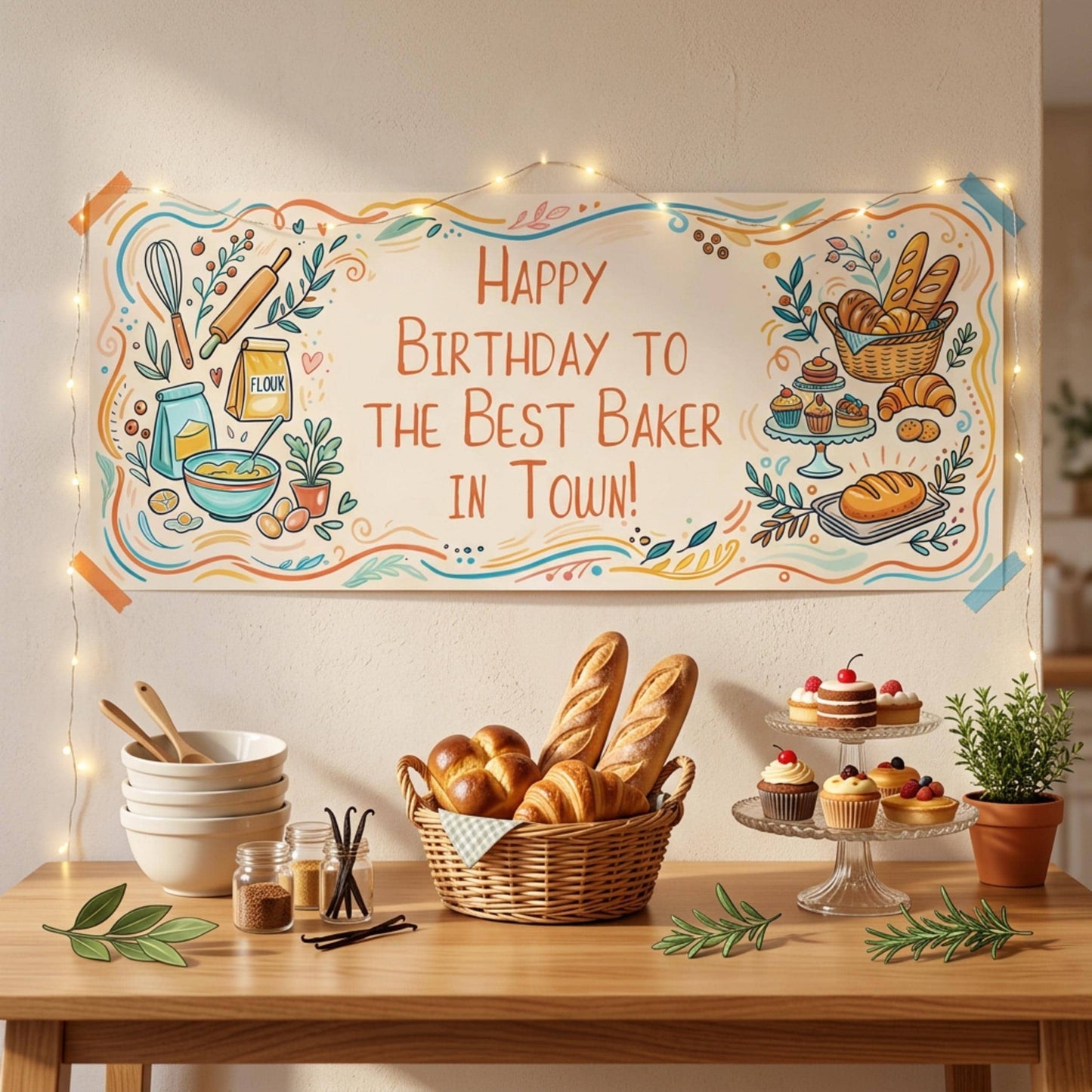 Personalised Baker Birthday Banner - Artisan Baking Party Decor for Cake Makers