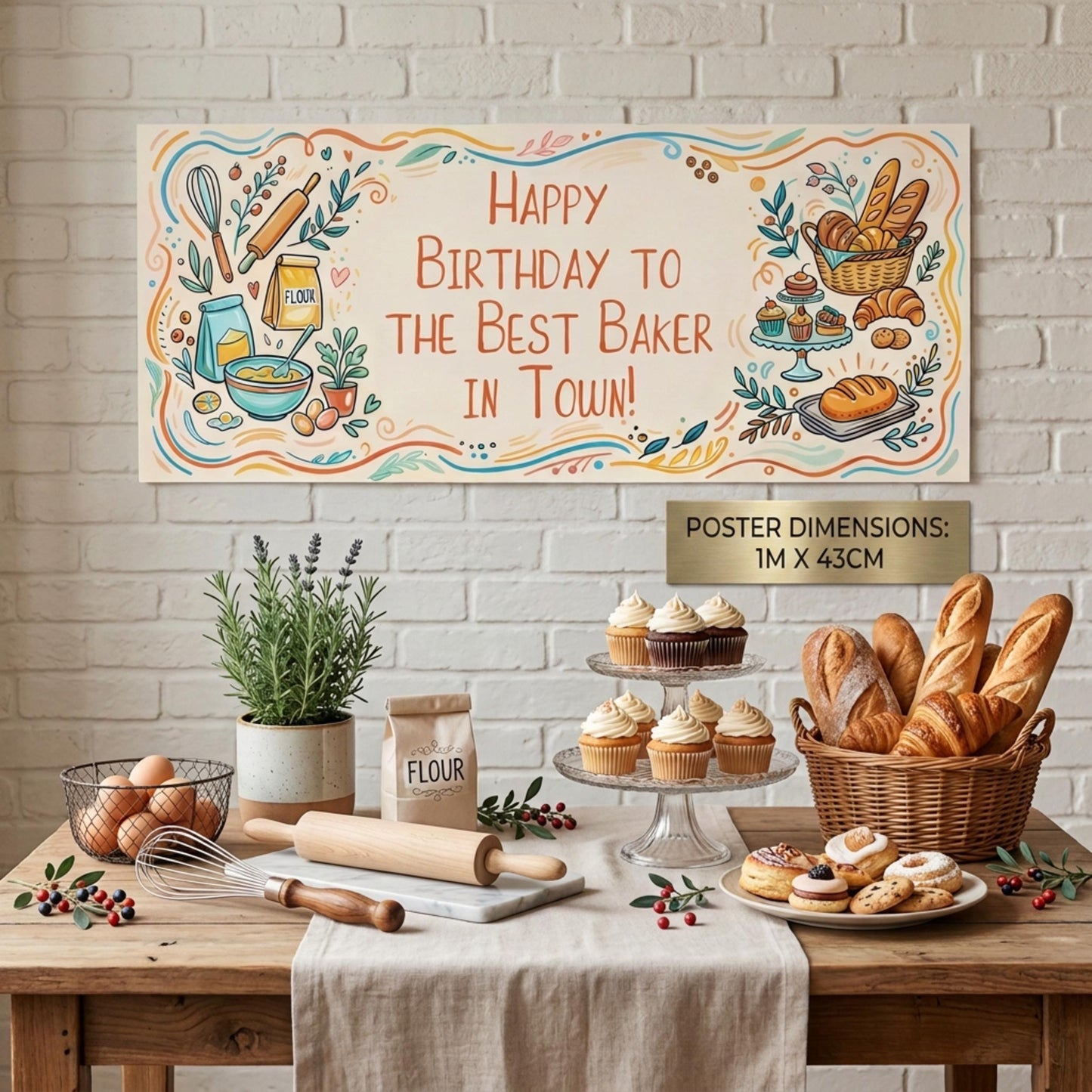 Personalised Baker Birthday Banner - Artisan Baking Party Decor for Cake Makers