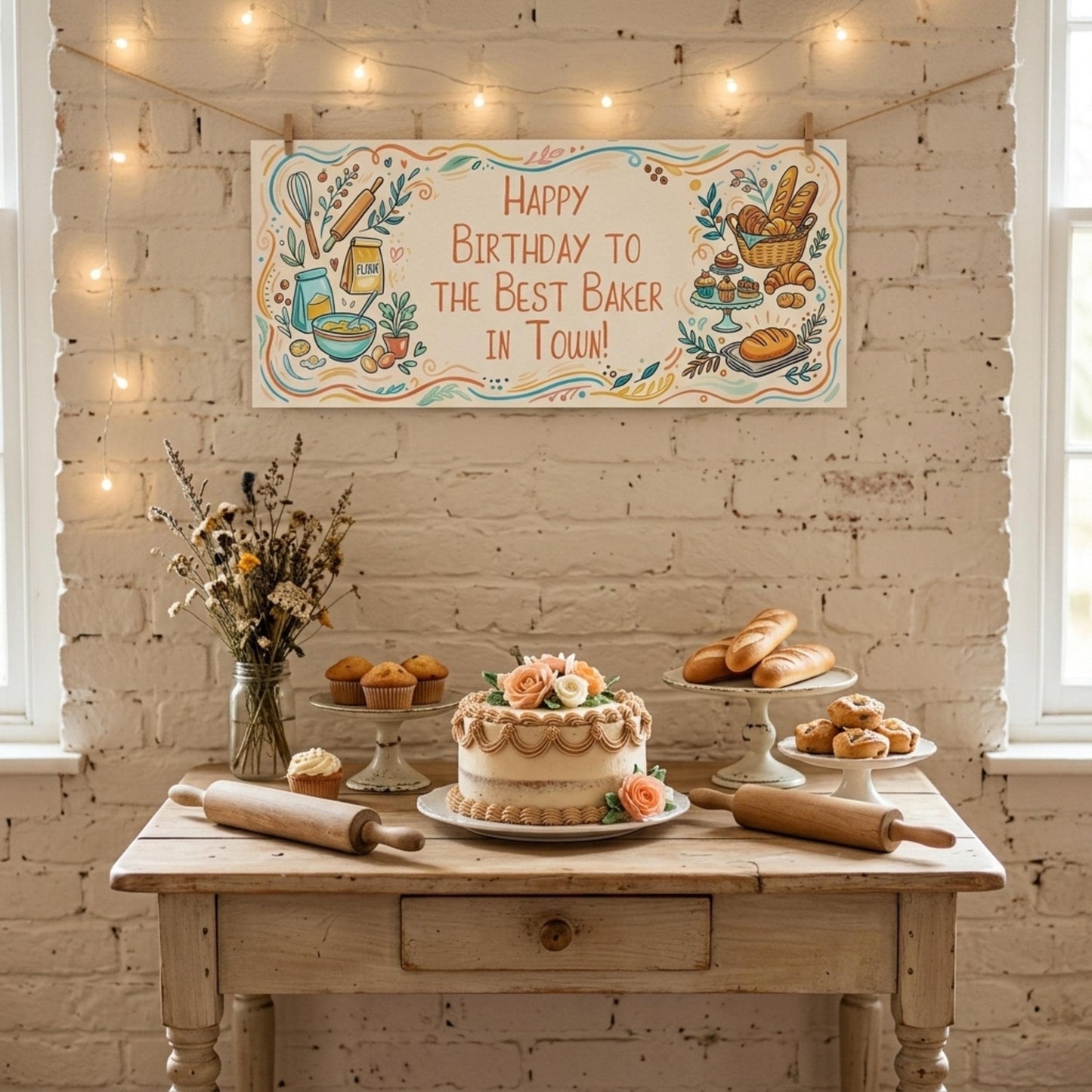 Personalised Baker Birthday Banner - Artisan Baking Party Decor for Cake Makers