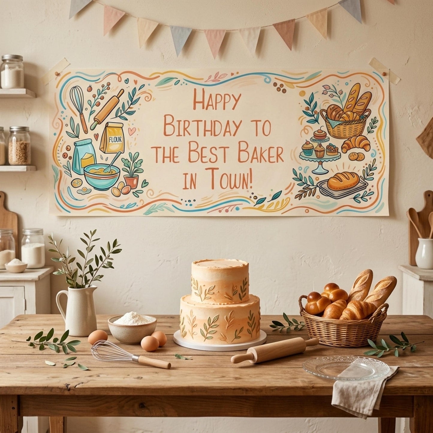 Personalised Baker Birthday Banner - Artisan Baking Party Decor for Cake Makers