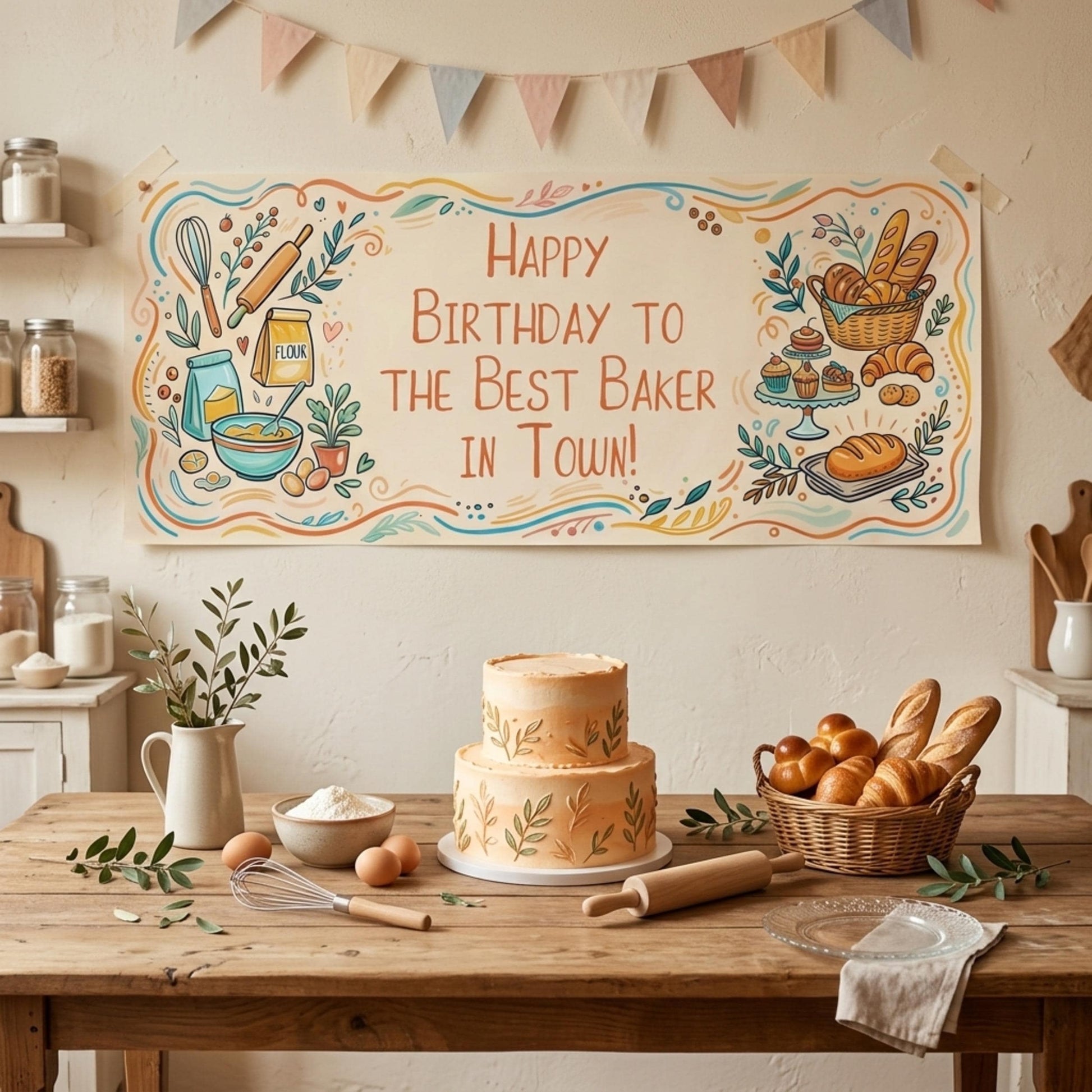 Personalised Baker Birthday Banner - Artisan Baking Party Decor for Cake Makers