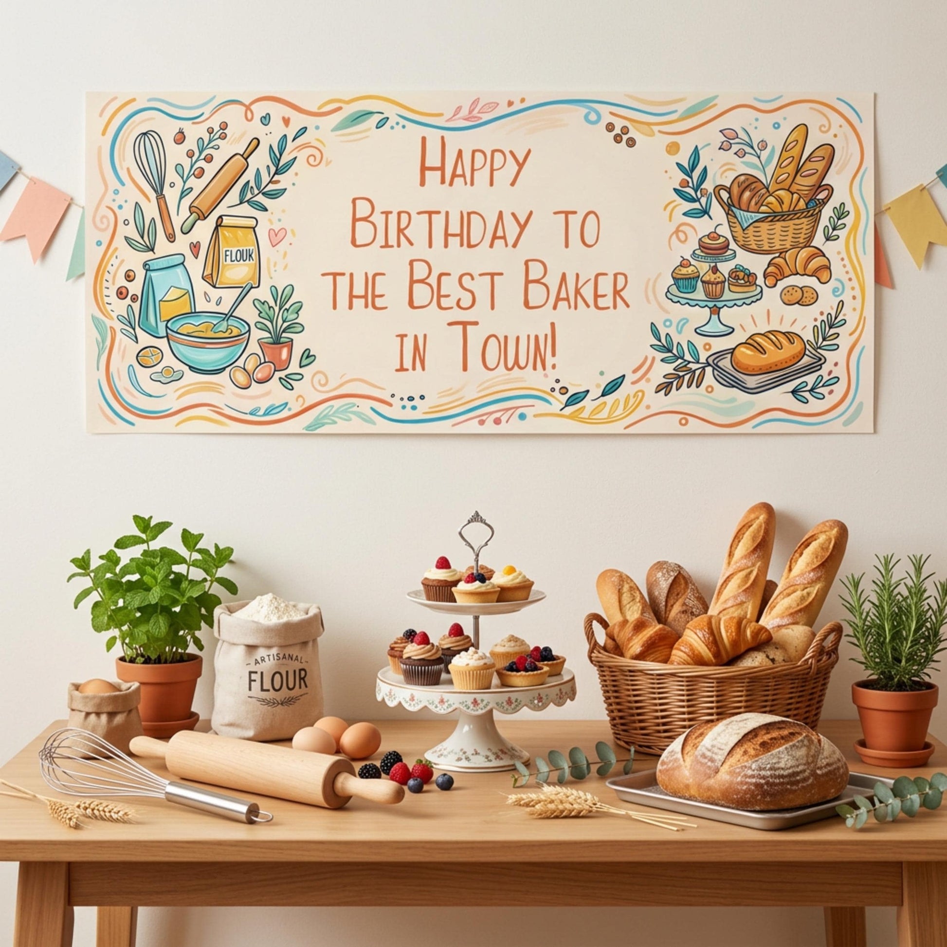 Personalised Baker Birthday Banner - Artisan Baking Party Decor for Cake Makers