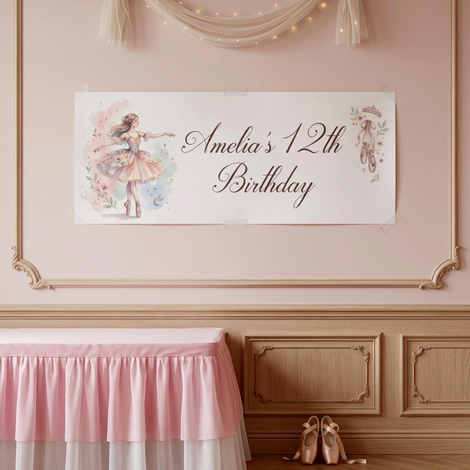 Personalised Young Ballerina Birthday Banner - Ballet Party Decor for Girls