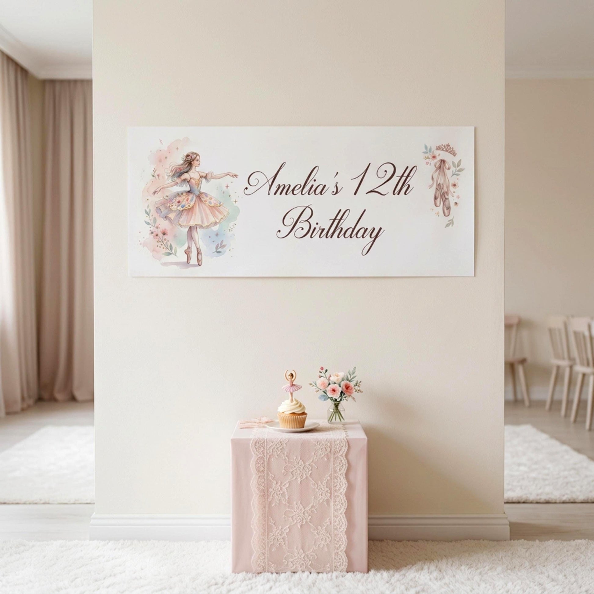 Personalised Young Ballerina Birthday Banner - Ballet Party Decor for Girls