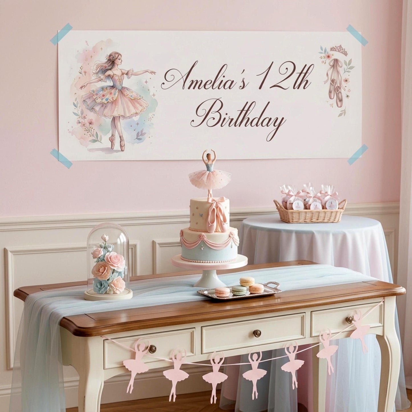 Personalised Young Ballerina Birthday Banner - Ballet Party Decor for Girls