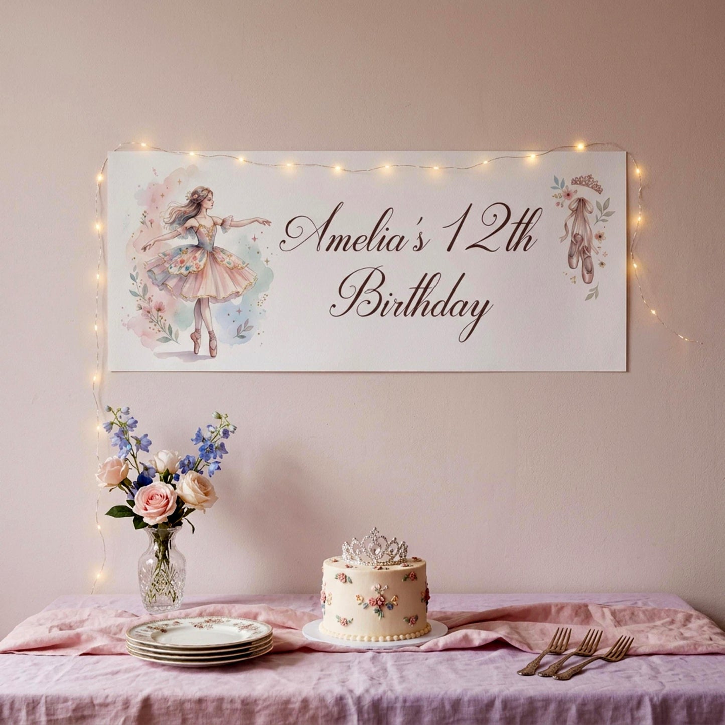 Personalised Young Ballerina Birthday Banner - Ballet Party Decor for Girls