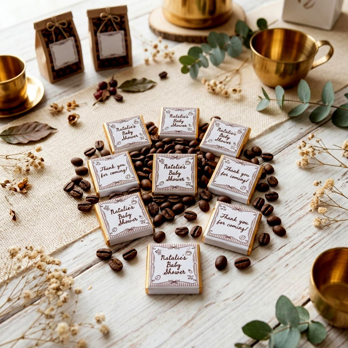 Personalised A Baby Is Brewing Shower Favours - Coffee Theme Chocolate Treats