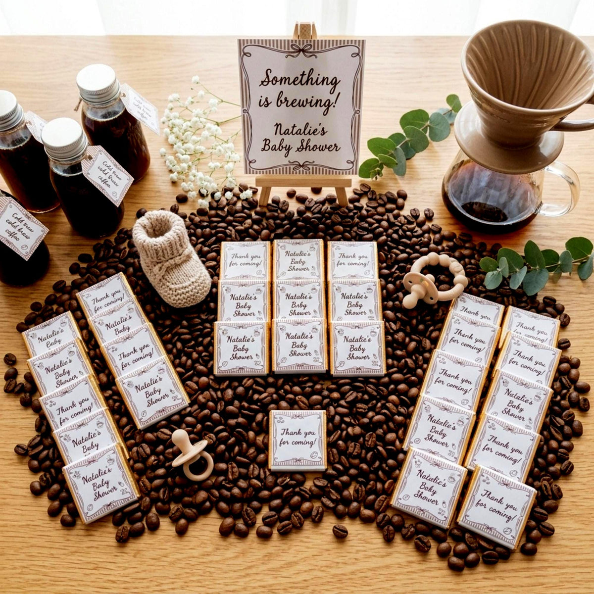 Personalised A Baby Is Brewing Shower Favours - Coffee Theme Chocolate Treats