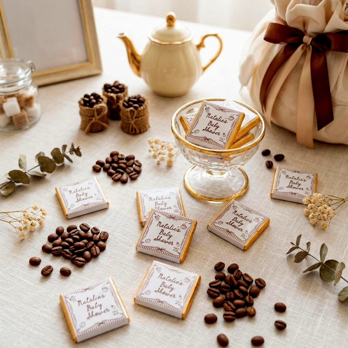 Personalised A Baby Is Brewing Shower Favours - Coffee Theme Chocolate Treats