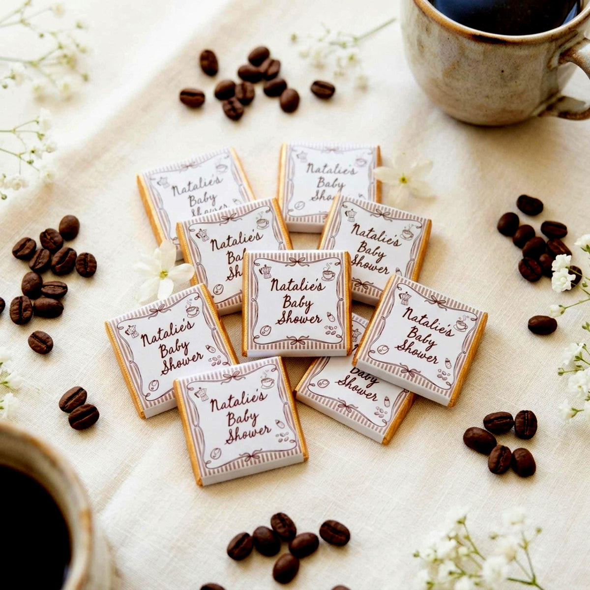 Personalised A Baby Is Brewing Shower Favours - Coffee Theme Chocolate Treats