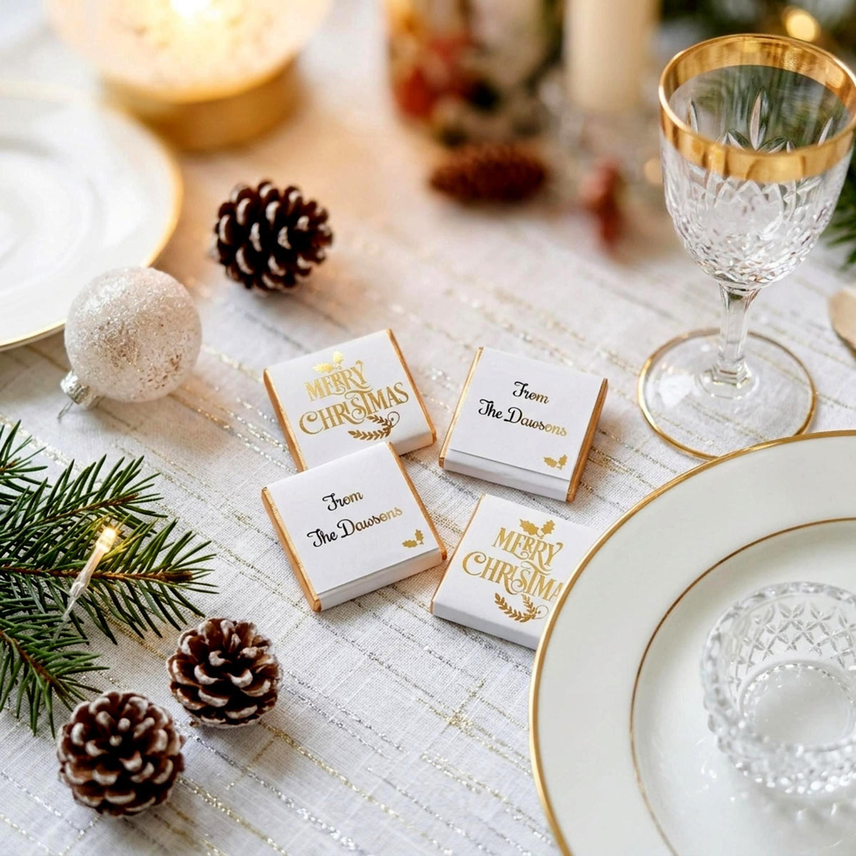 Personalised Merry Christmas Chocolates, Gold Foiled Festive Treats