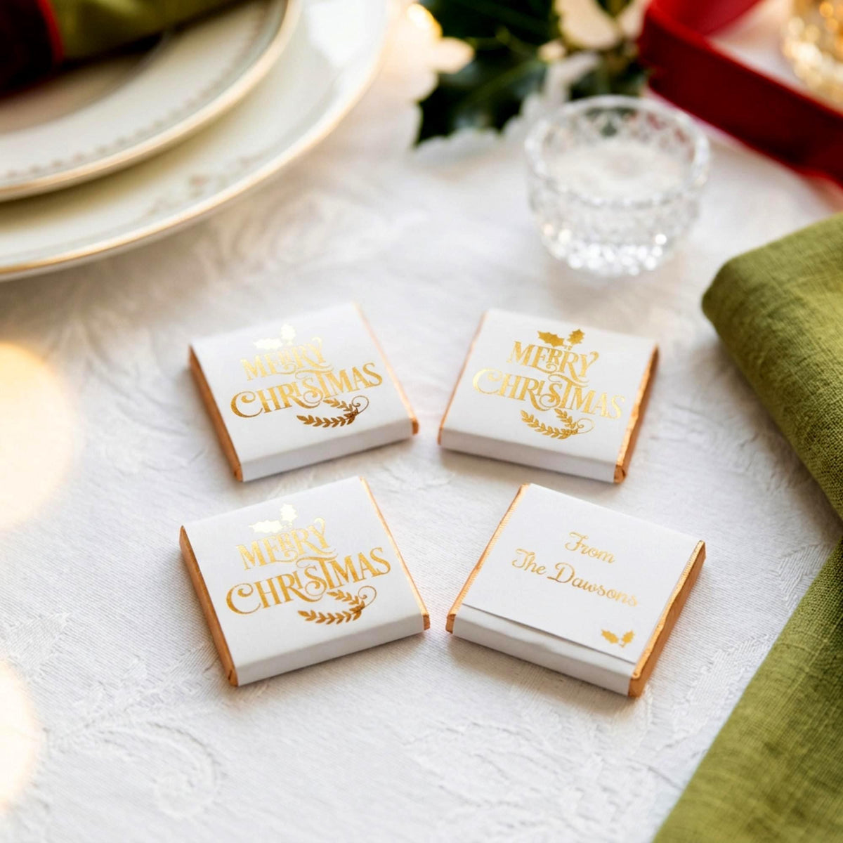 Personalised Merry Christmas Chocolates, Gold Foiled Festive Treats