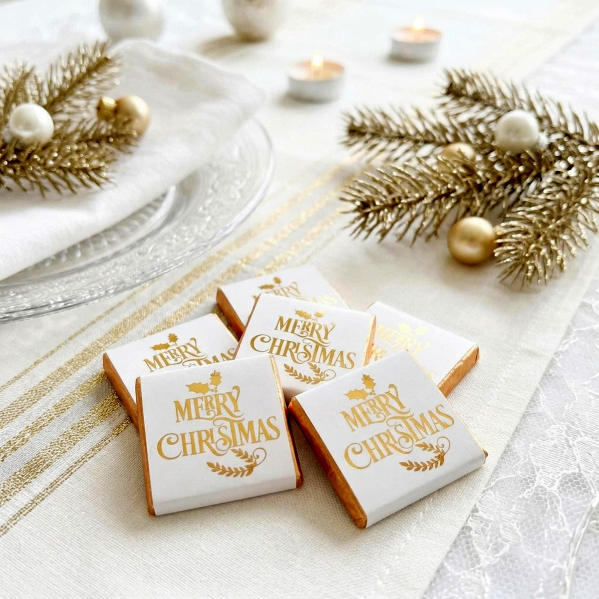 Personalised Merry Christmas Chocolates, Gold Foiled Festive Treats