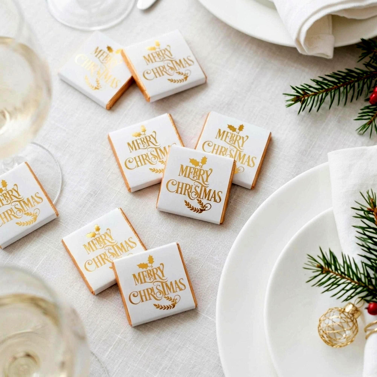 Personalised Merry Christmas Chocolates, Gold Foiled Festive Treats