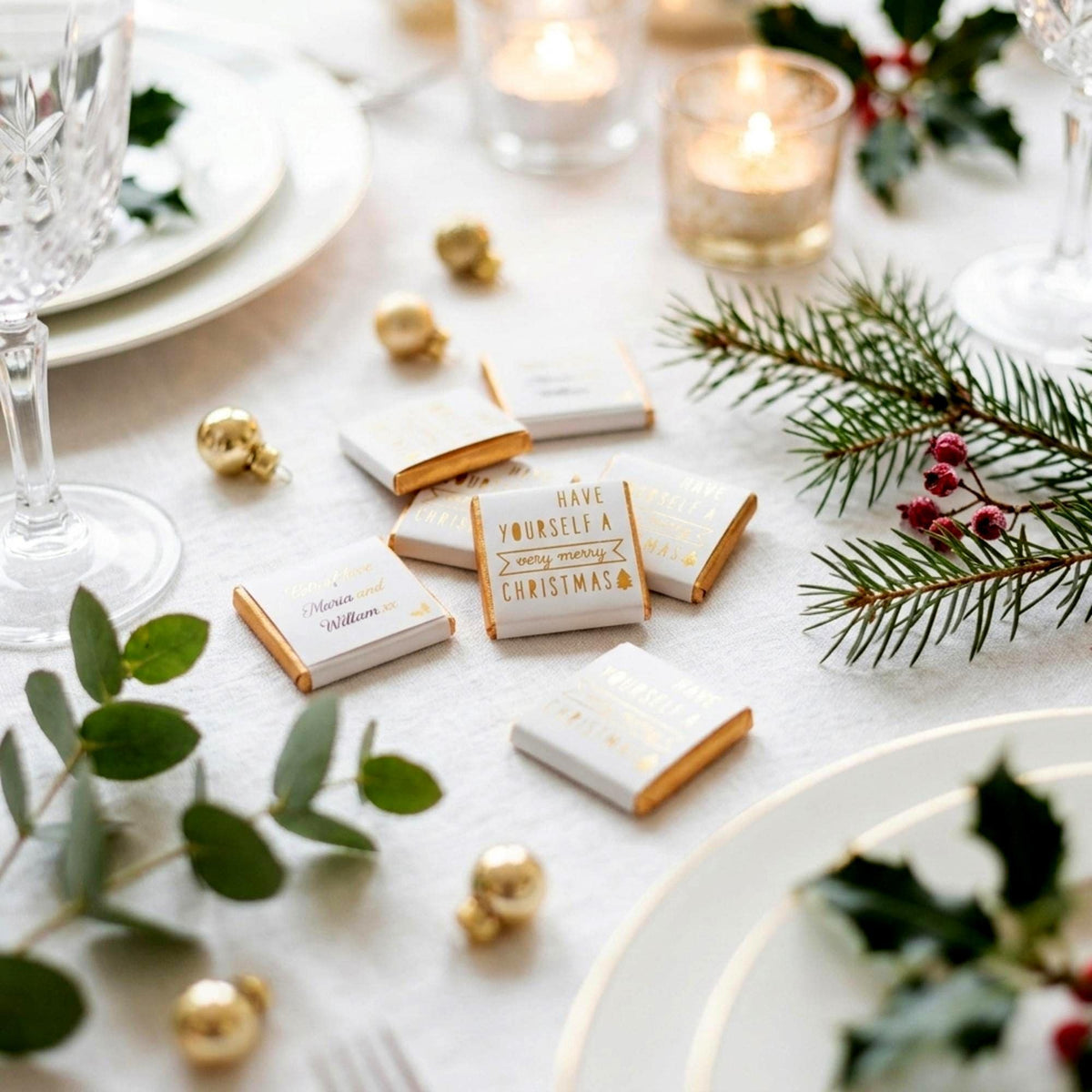 Personalised Have Yourself A Very Merry Christmas Chocolates, Festive Table Favours