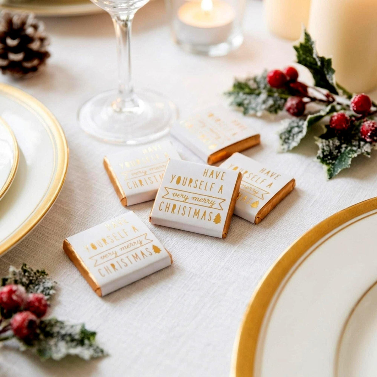 Personalised Have Yourself A Very Merry Christmas Chocolates, Festive Table Favours