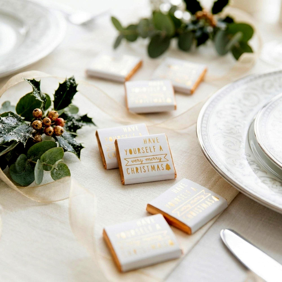 Personalised Have Yourself A Very Merry Christmas Chocolates, Festive Table Favours