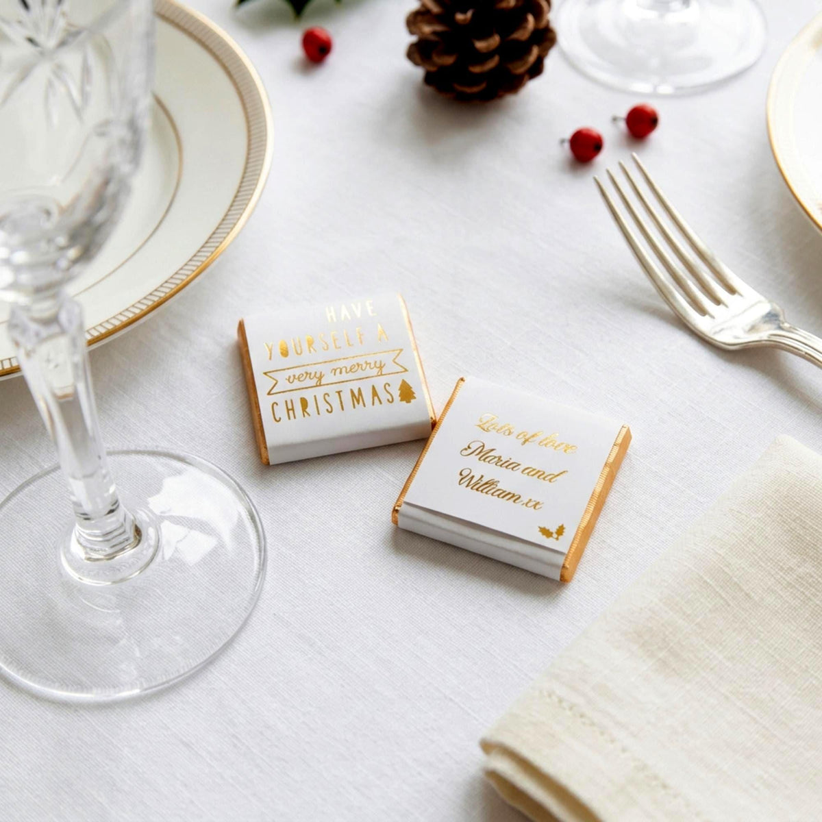 Personalised Have Yourself A Very Merry Christmas Chocolates, Festive Table Favours