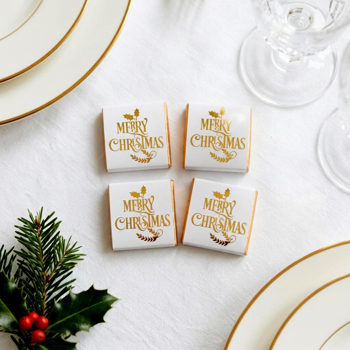 Personalised Merry Christmas Chocolates, Gold Foiled Festive Treats