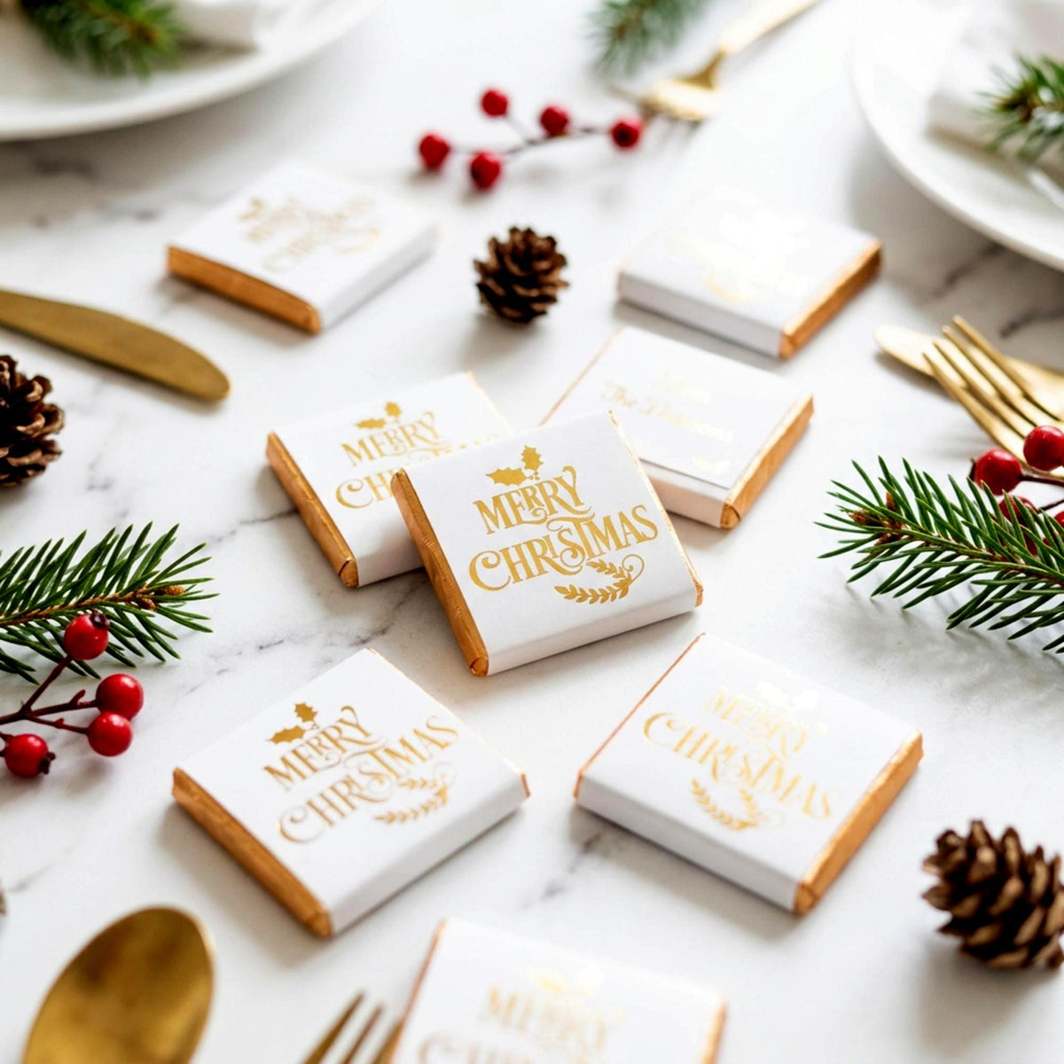 Personalised Merry Christmas Chocolates, Gold Foiled Festive Treats