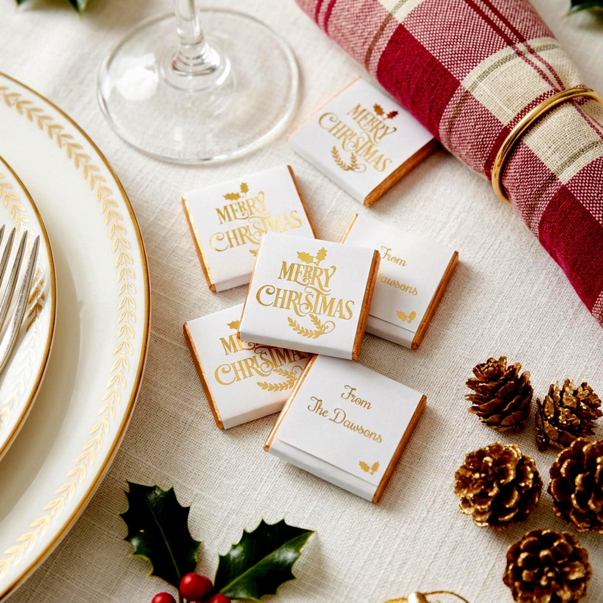 Personalised Merry Christmas Chocolates, Gold Foiled Festive Treats