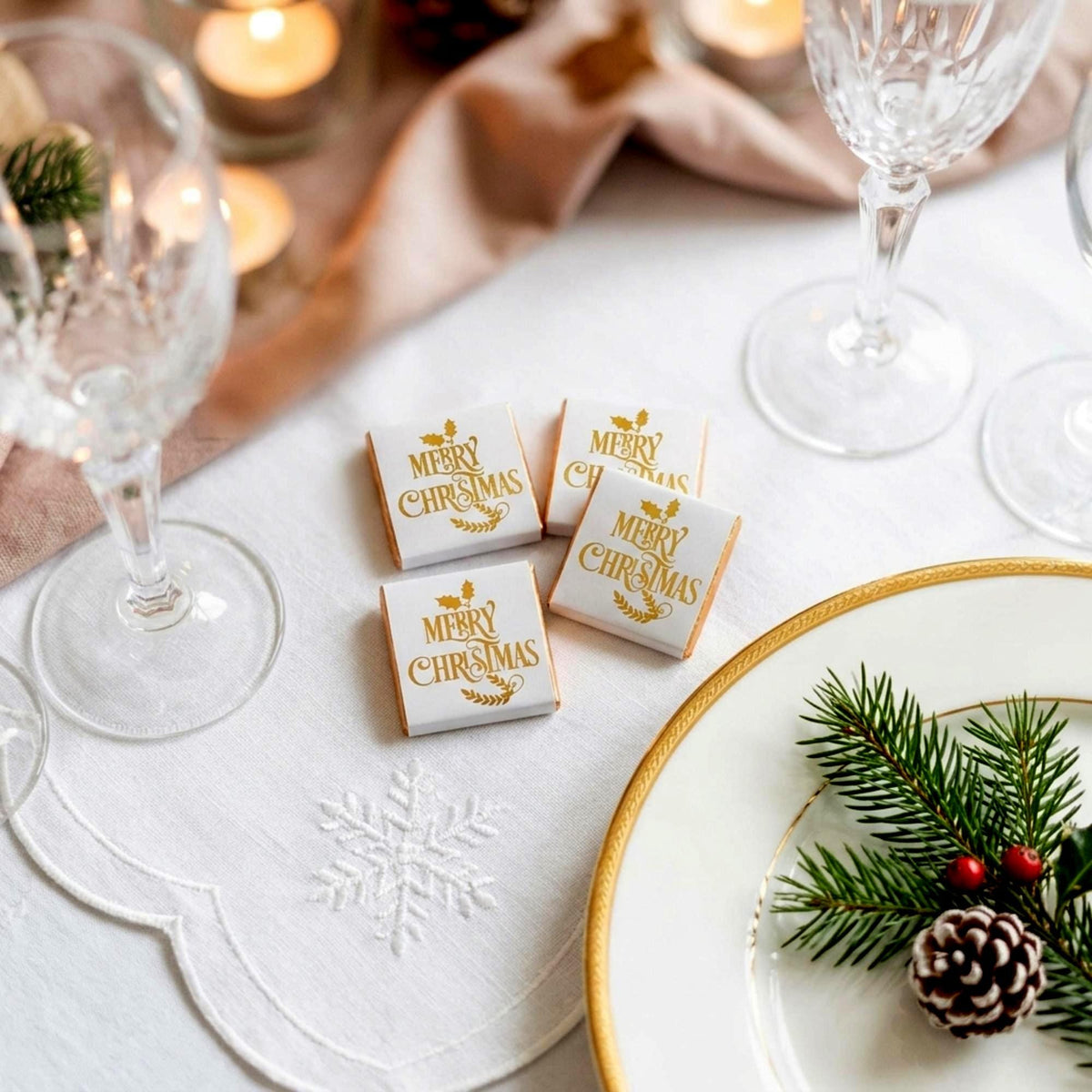 Personalised Merry Christmas Chocolates, Gold Foiled Festive Treats