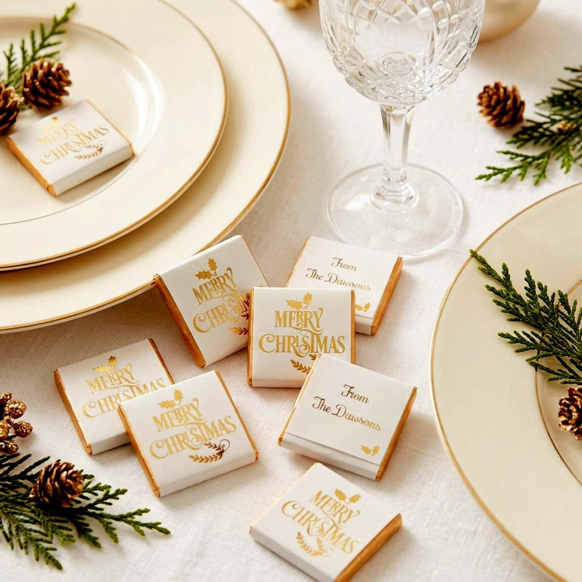 Personalised Merry Christmas Chocolates, Gold Foiled Festive Treats