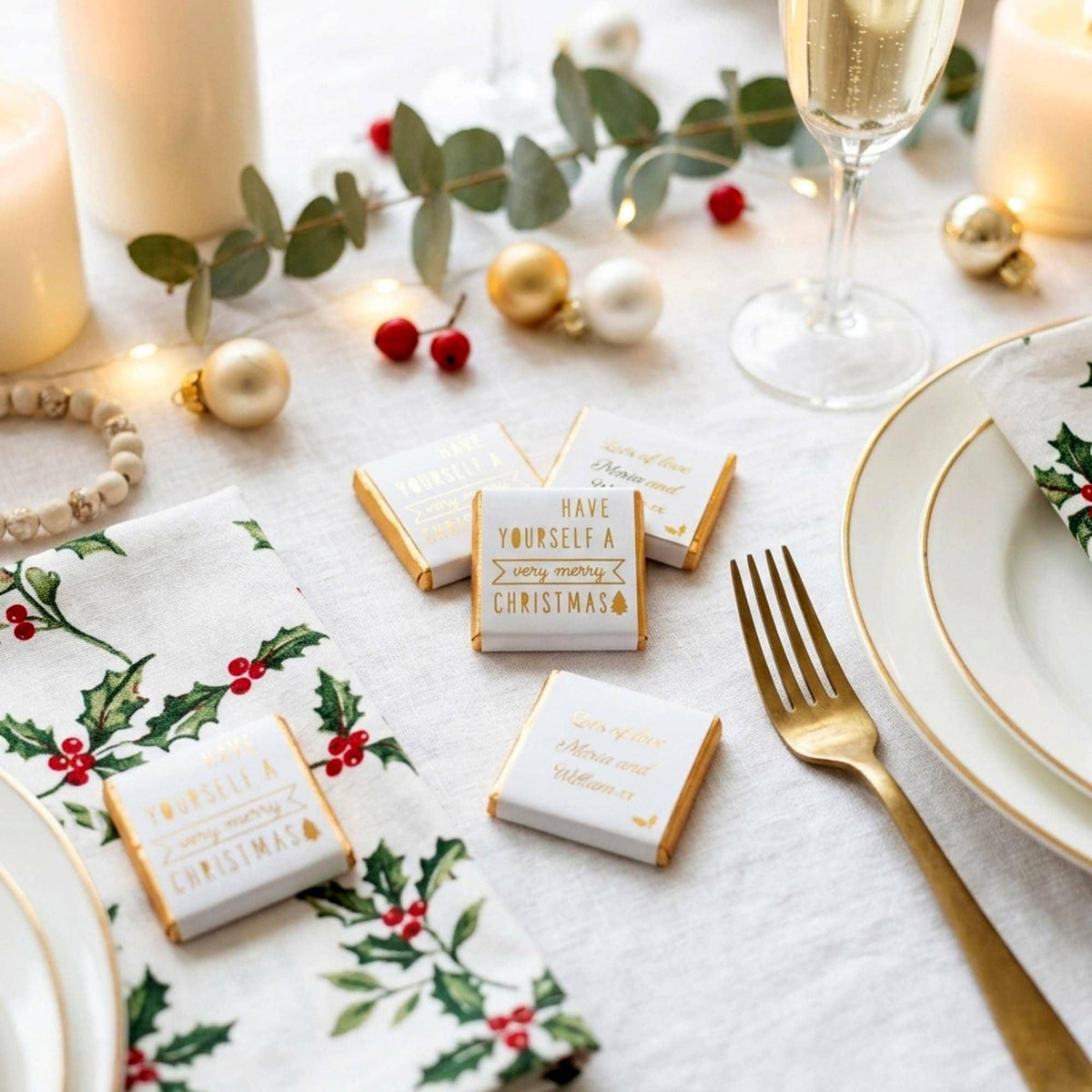 Personalised Have Yourself A Very Merry Christmas Chocolates, Festive Table Favours