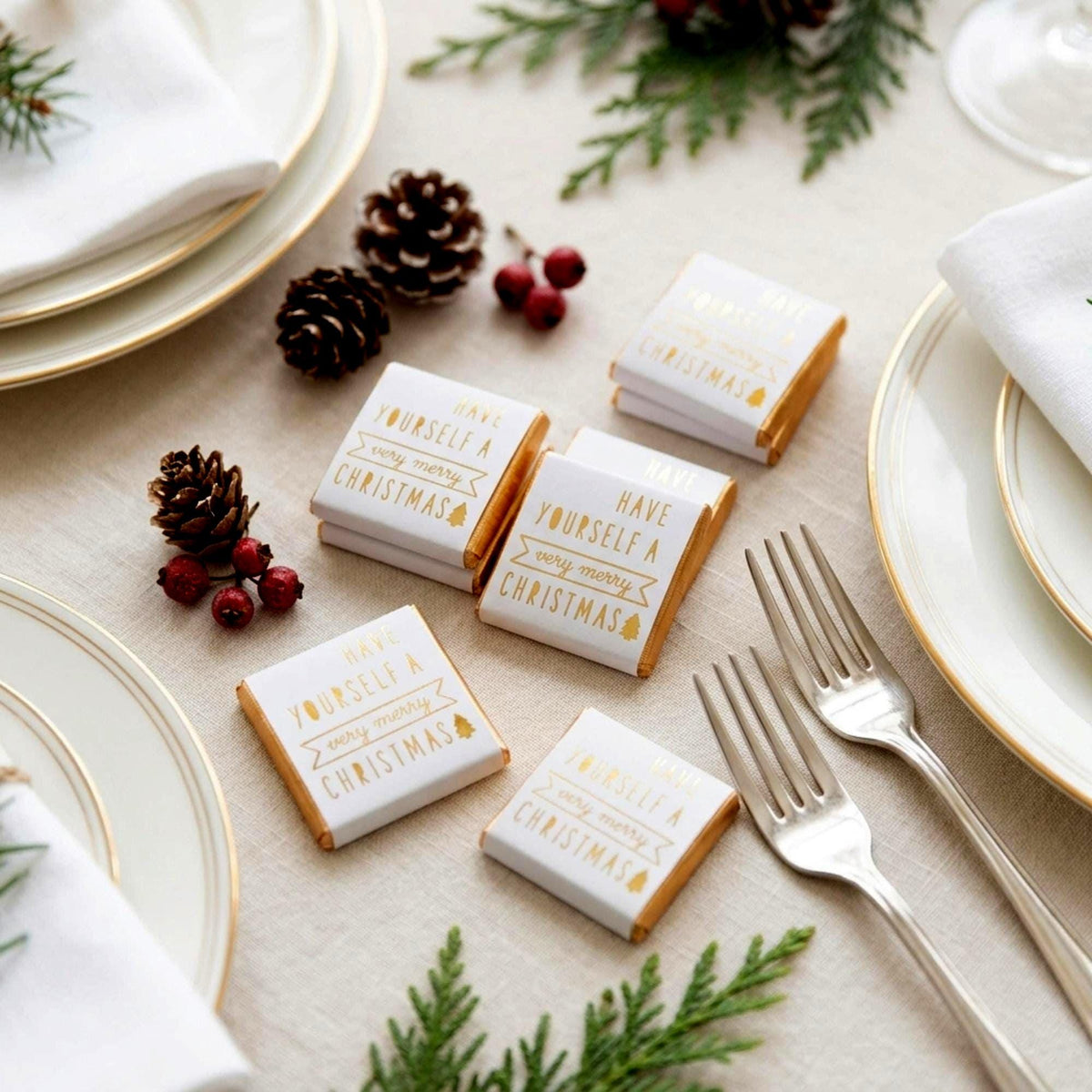Personalised Have Yourself A Very Merry Christmas Chocolates, Festive Table Favours