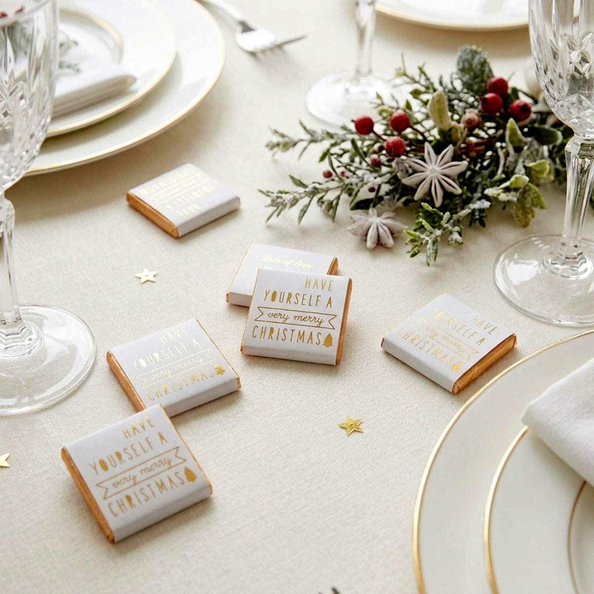 Personalised Have Yourself A Very Merry Christmas Chocolates, Festive Table Favours