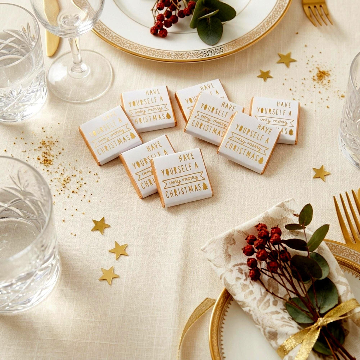 Personalised Have Yourself A Very Merry Christmas Chocolates, Festive Table Favours