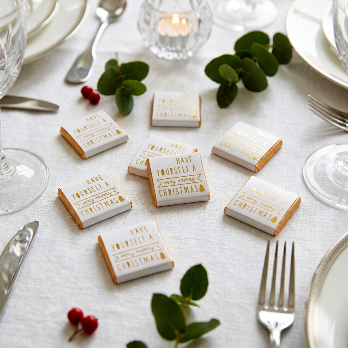 Personalised Have Yourself A Very Merry Christmas Chocolates, Festive Table Favours