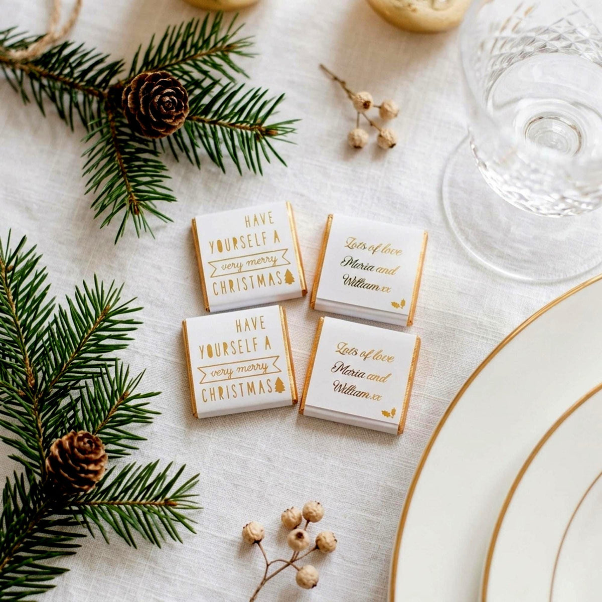 Personalised Have Yourself A Very Merry Christmas Chocolates, Festive Table Favours