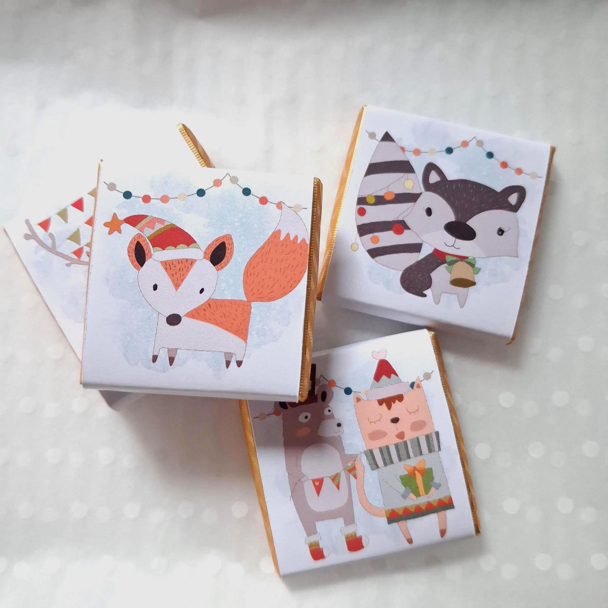 Personalised Woodland Animals Christmas Chocolates, Children Xmas Treats