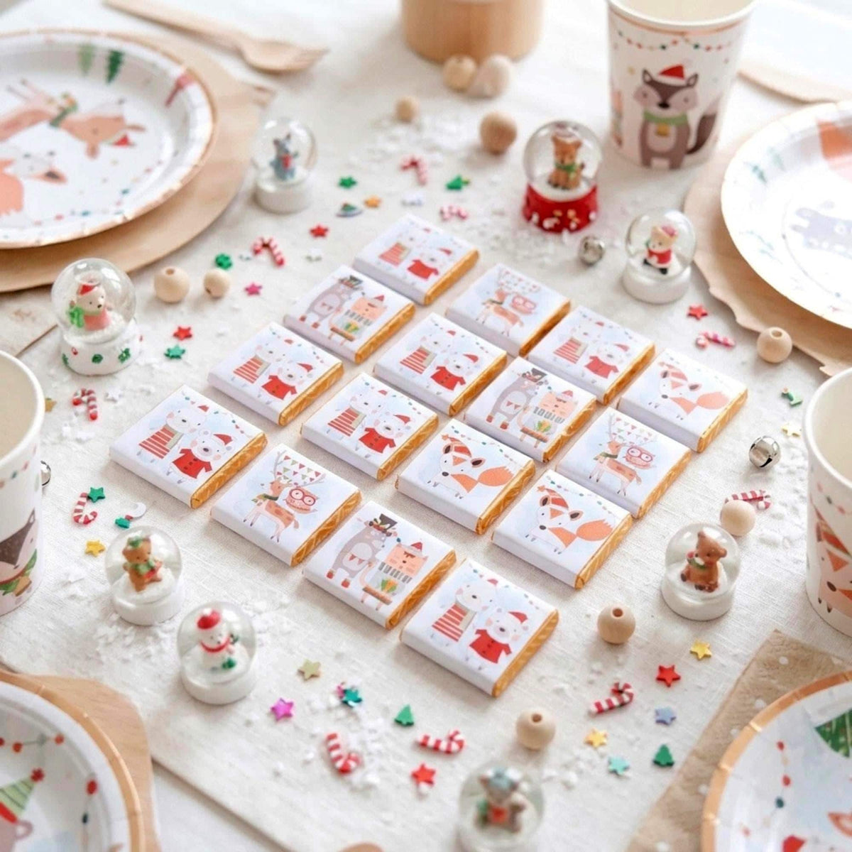 Personalised Woodland Animals Christmas Chocolates, Children Xmas Treats