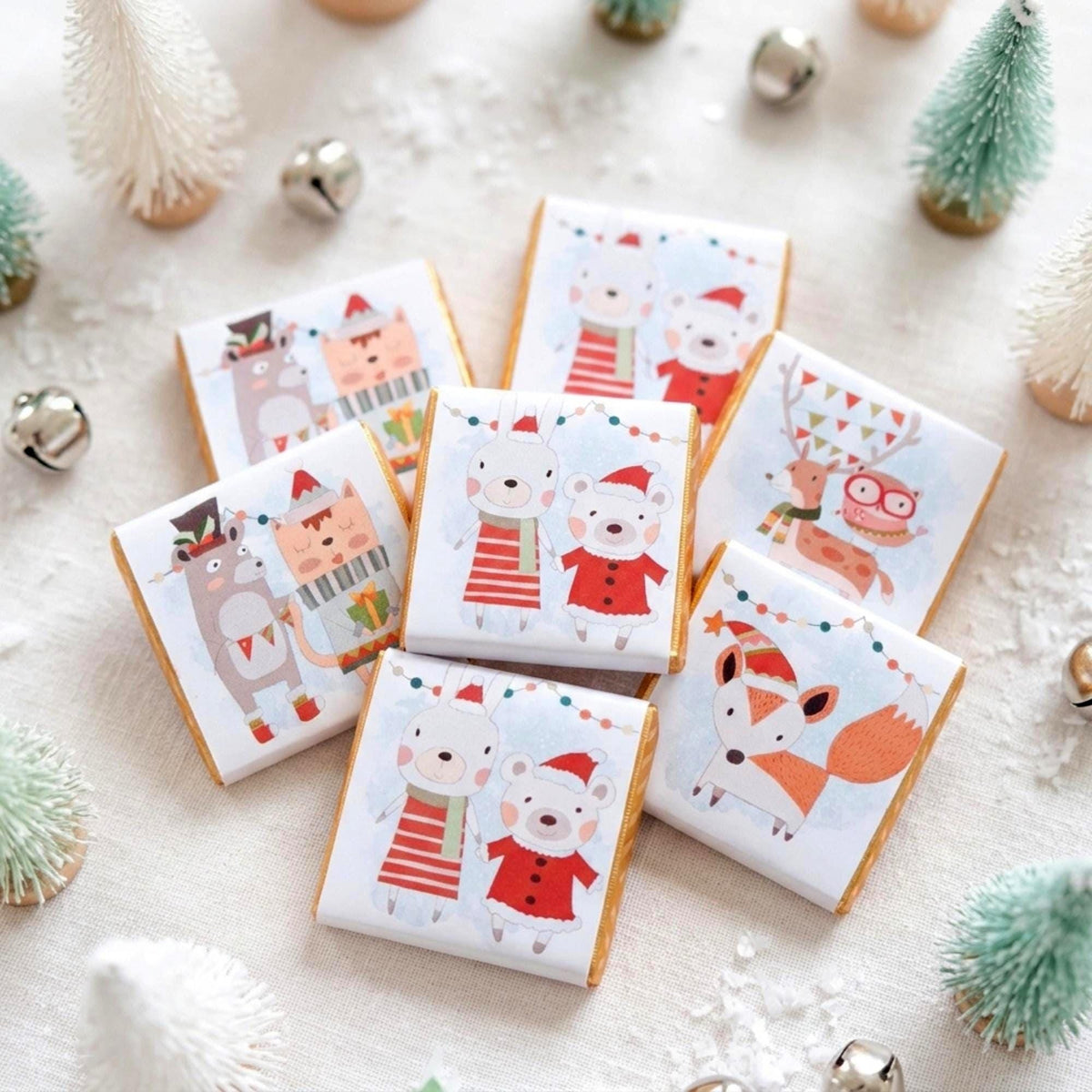 Personalised Woodland Animals Christmas Chocolates, Children Xmas Treats