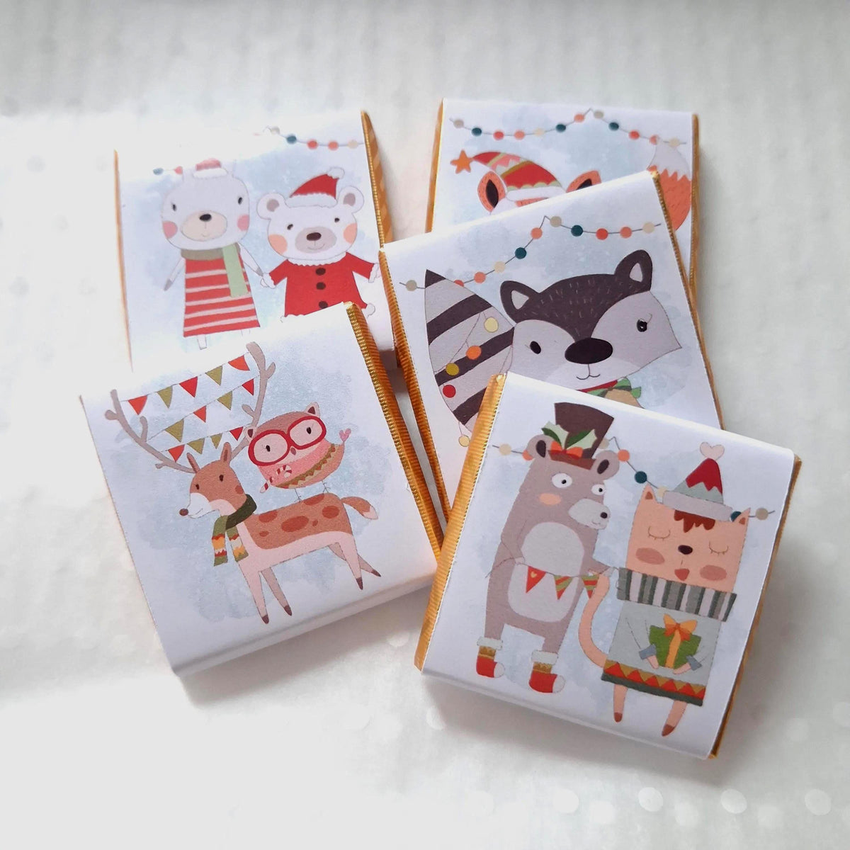 Personalised Woodland Animals Christmas Chocolates, Children Xmas Treats
