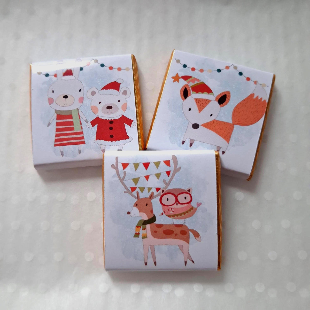 Personalised Woodland Animals Christmas Chocolates, Children Xmas Treats