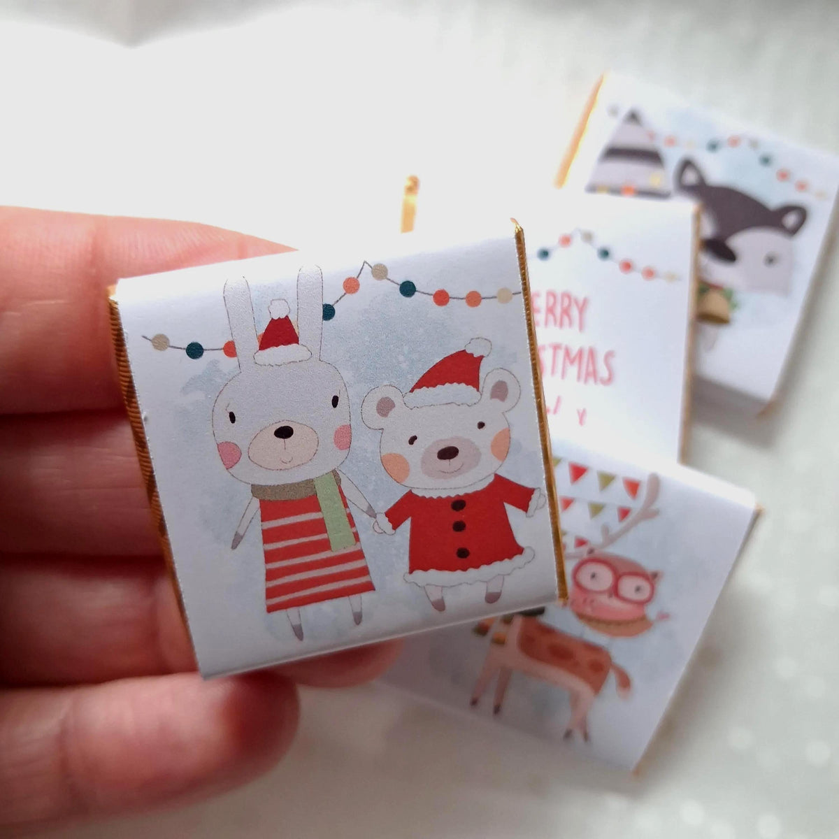 Personalised Woodland Animals Christmas Chocolates, Children Xmas Treats