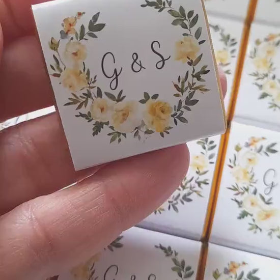 Personalised Yellow Rose Wedding Chocolates – Custom Anniversary Guest Favours