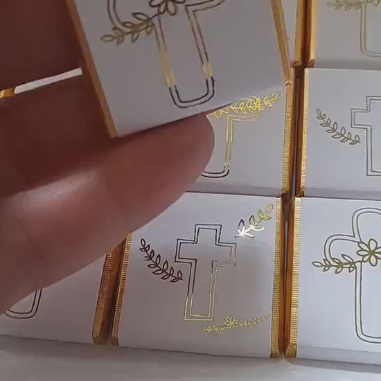Personalised First Holy Communion Chocolates – Gold Foiled Cross Favours for Boys and Girls