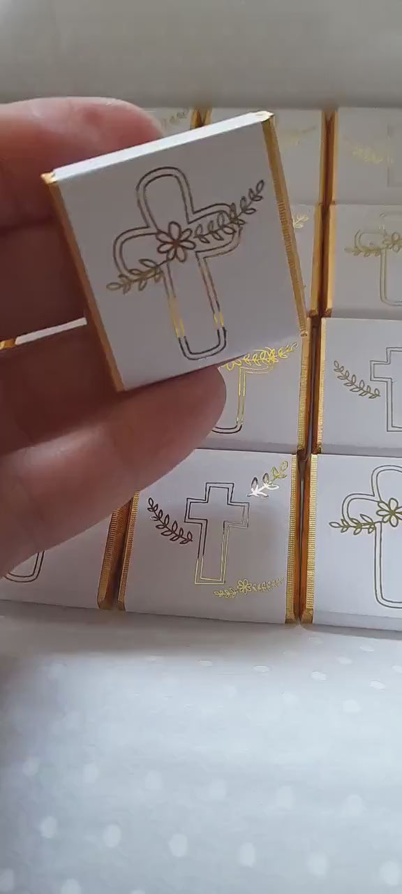 Personalised First Holy Communion Chocolates – Gold Foiled Cross Favours for Boys and Girls